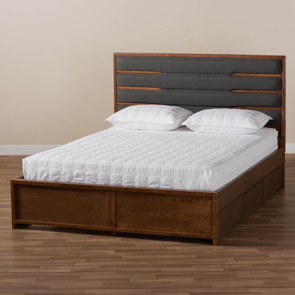 Walnut Finished Wood Queen Size Platform Storage Bed with Six Drawers. Picture 22