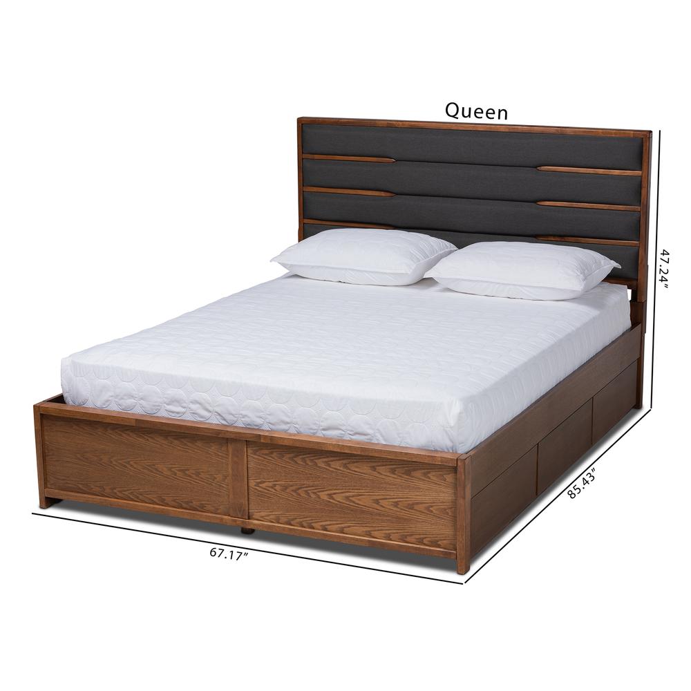 Walnut Finished Wood Queen Size Platform Storage Bed with Six Drawers. Picture 23