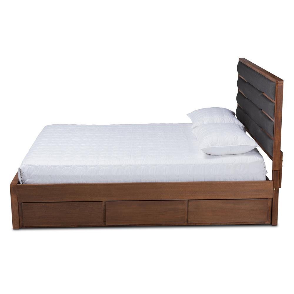 Walnut Finished Wood Queen Size Platform Storage Bed with Six Drawers. Picture 15