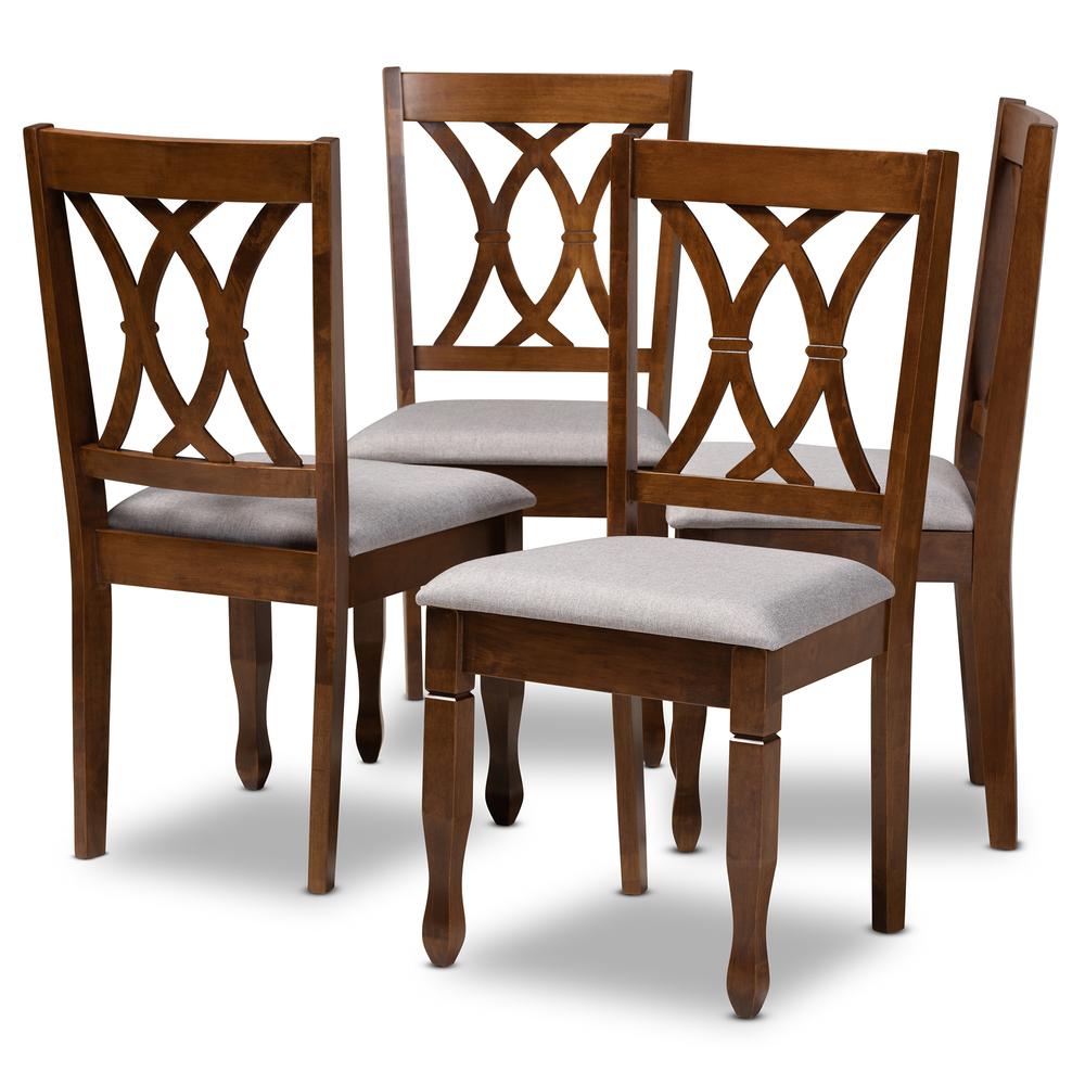 Walnut Brown Finished Wood 4-Piece Dining Chair Set Set. Picture 8