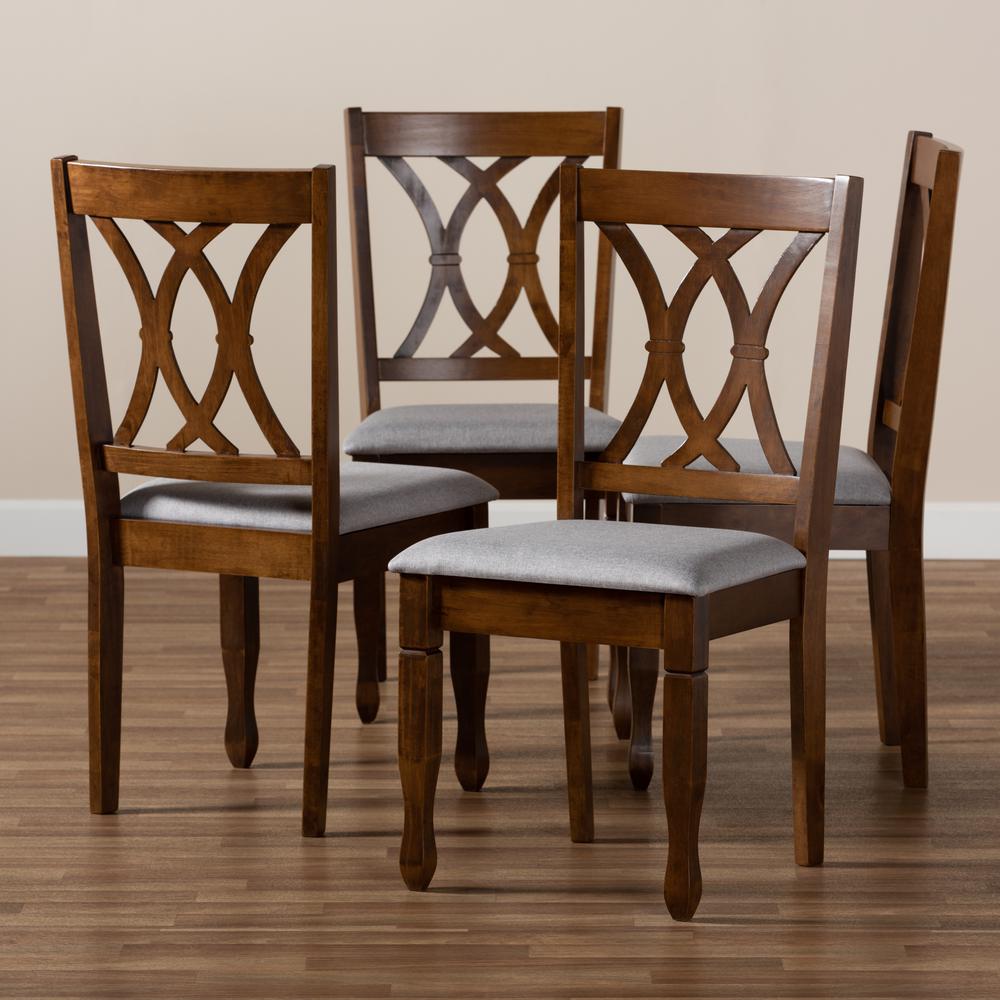 Walnut Brown Finished Wood 4-Piece Dining Chair Set Set. Picture 13