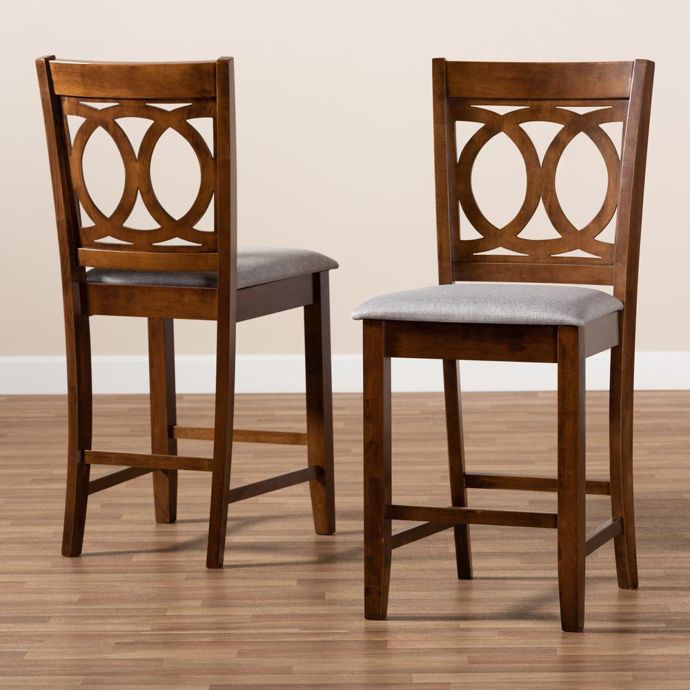 Walnut Brown Finished Wood 2-Piece Counter Height Pub Chair Set. Picture 15