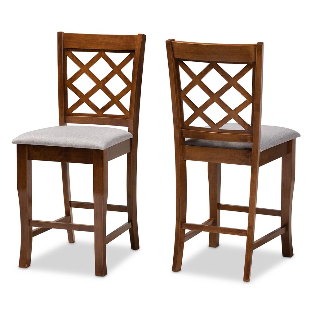 Walnut Brown Finished Wood 2-Piece Counter Height Pub Chair Set. Picture 9