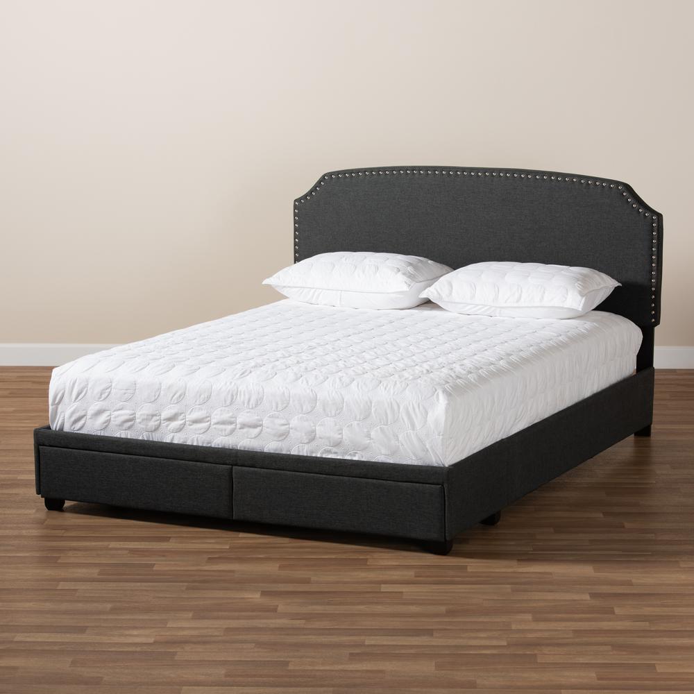Baxton Studio Larese Dark Grey Fabric Upholstered 2-Drawer Queen Size Platform Storage Bed. Picture 23