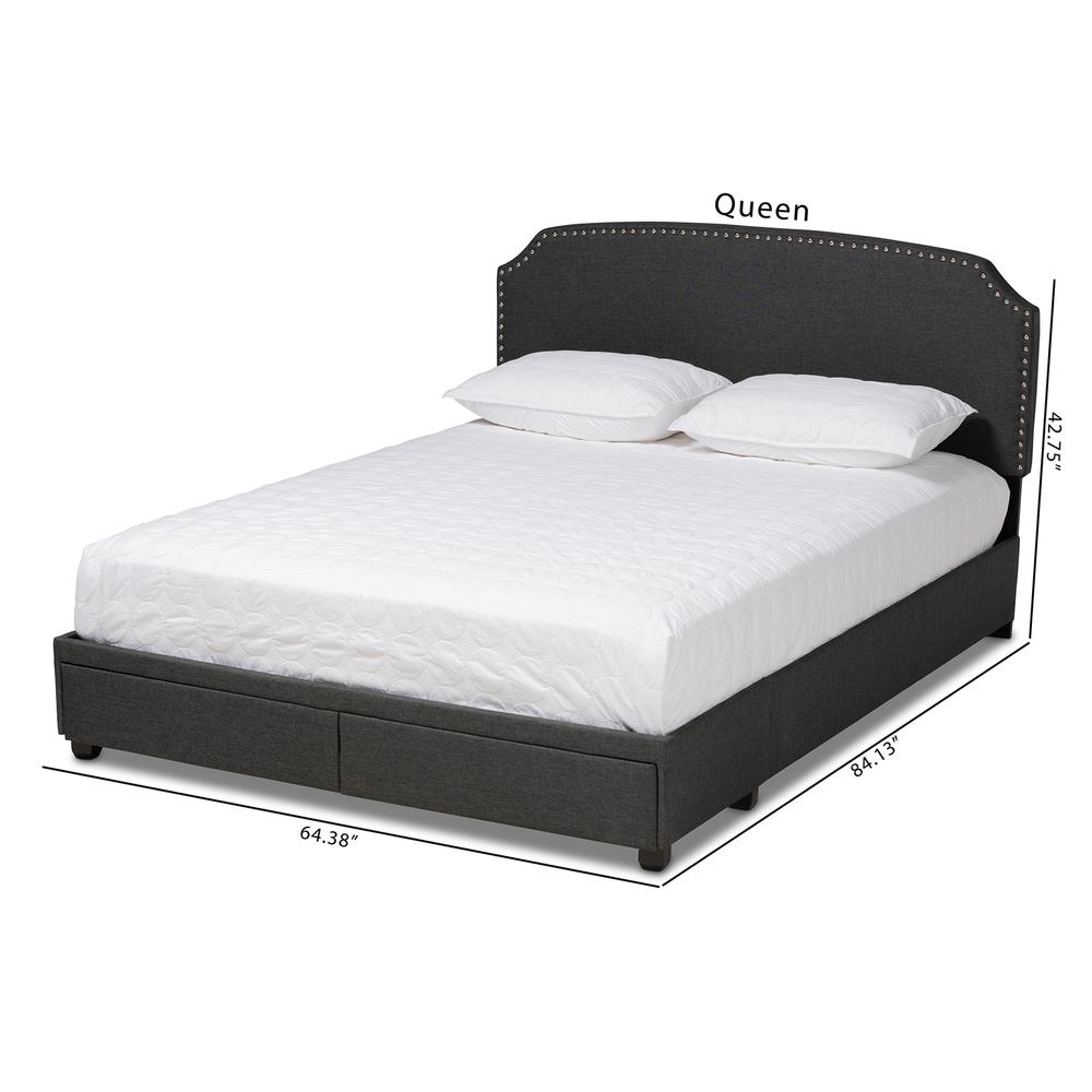 Baxton Studio Larese Dark Grey Fabric Upholstered 2-Drawer Queen Size Platform Storage Bed. Picture 24