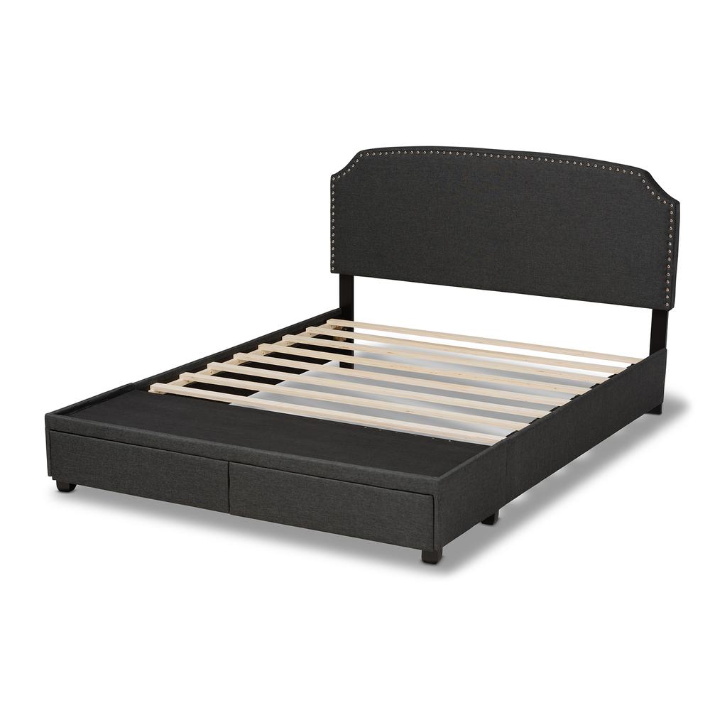 Baxton Studio Larese Dark Grey Fabric Upholstered 2-Drawer Queen Size Platform Storage Bed. Picture 17