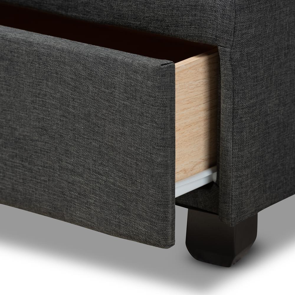 Baxton Studio Larese Dark Grey Fabric Upholstered 2-Drawer Queen Size Platform Storage Bed. Picture 20