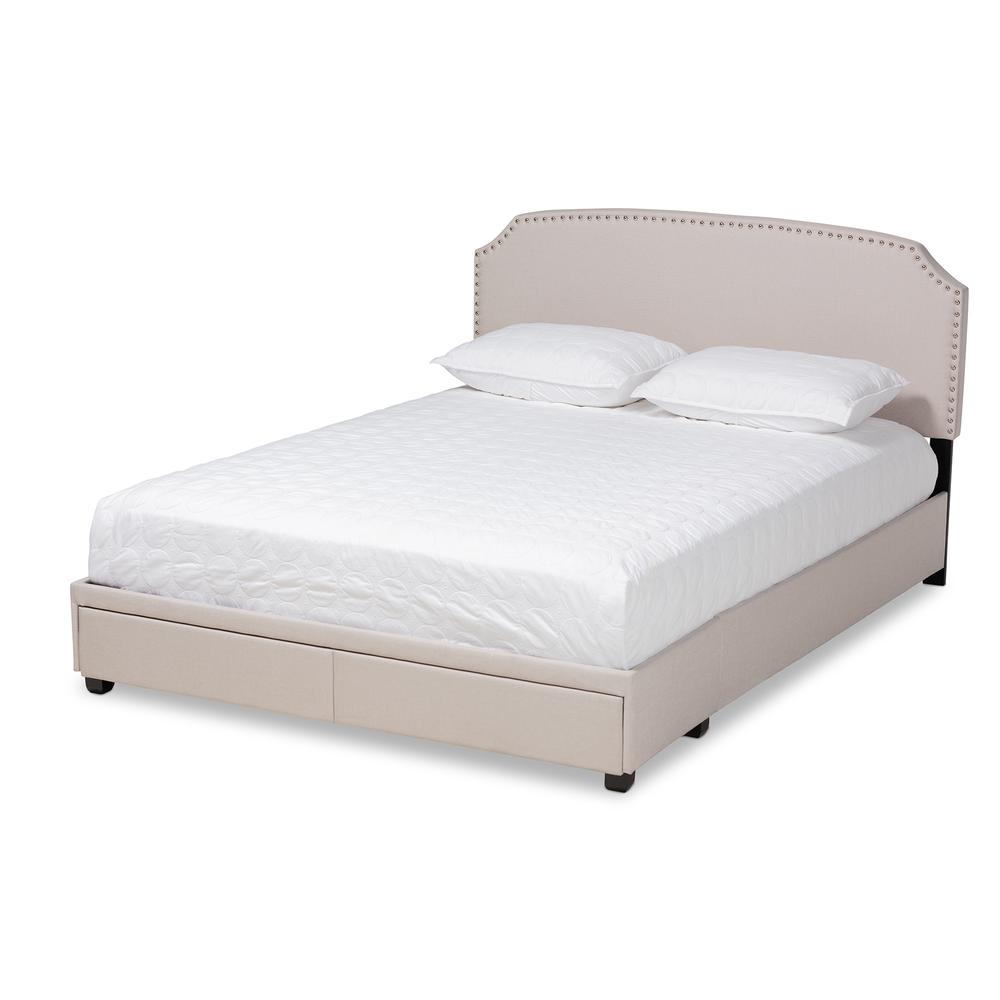 Baxton Studio Larese Beige Fabric Upholstered 2-Drawer Queen Size Platform Storage Bed. Picture 14
