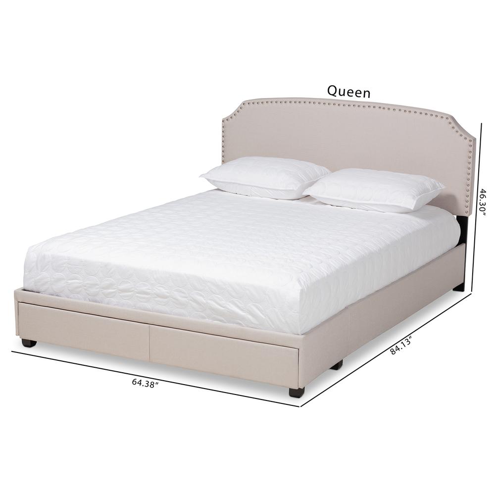 Baxton Studio Larese Beige Fabric Upholstered 2-Drawer Queen Size Platform Storage Bed. Picture 24