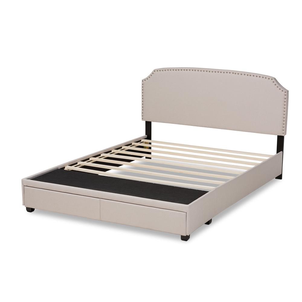 Baxton Studio Larese Beige Fabric Upholstered 2-Drawer Queen Size Platform Storage Bed. Picture 17