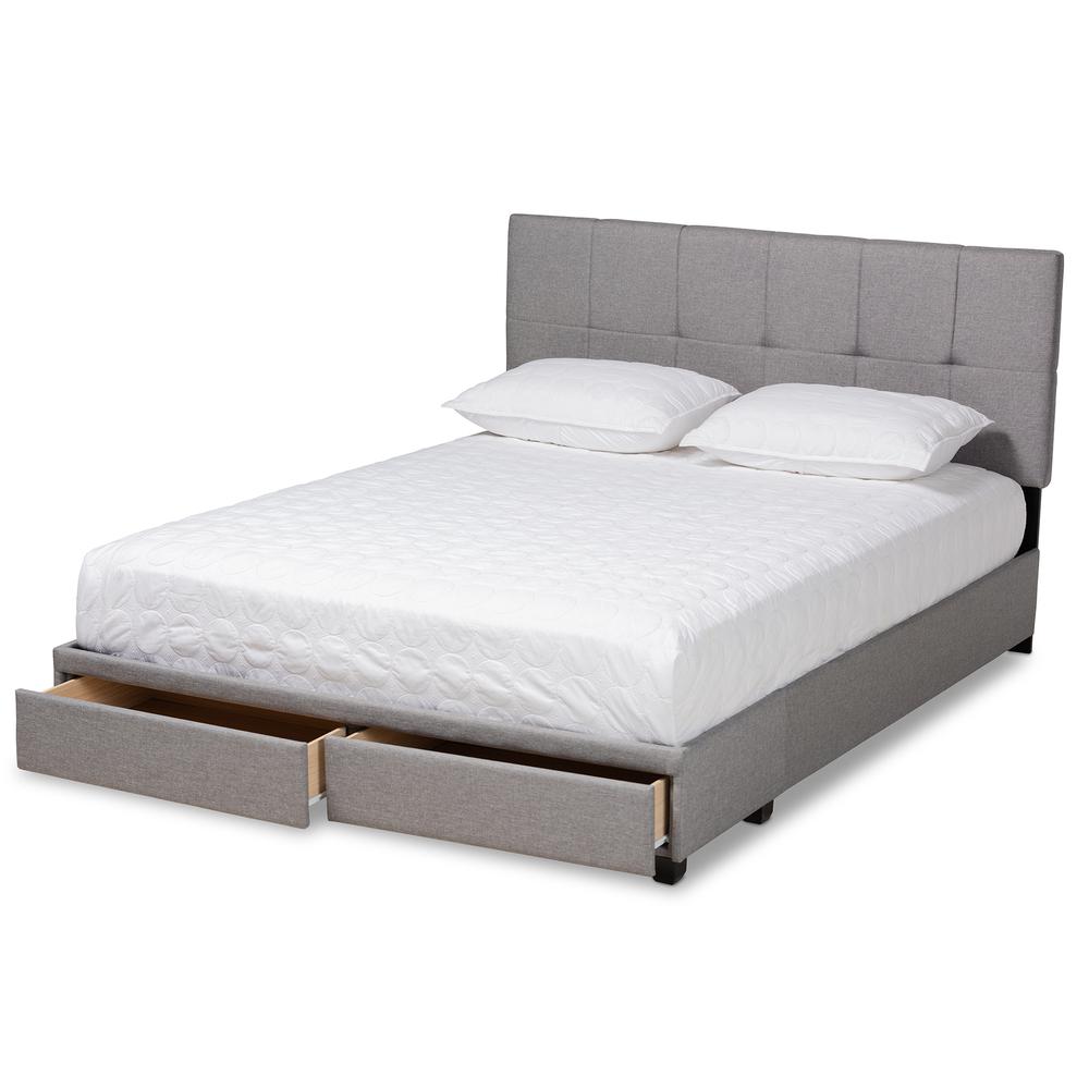 Baxton Studio Netti Light Grey Fabric Upholstered 2-Drawer Queen Size Platform Storage Bed. Picture 15