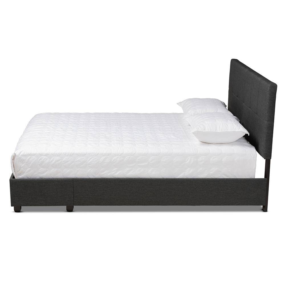 Netti Dark Grey Fabric Upholstered 2-Drawer Queen Size Platform Storage Bed. Picture 15