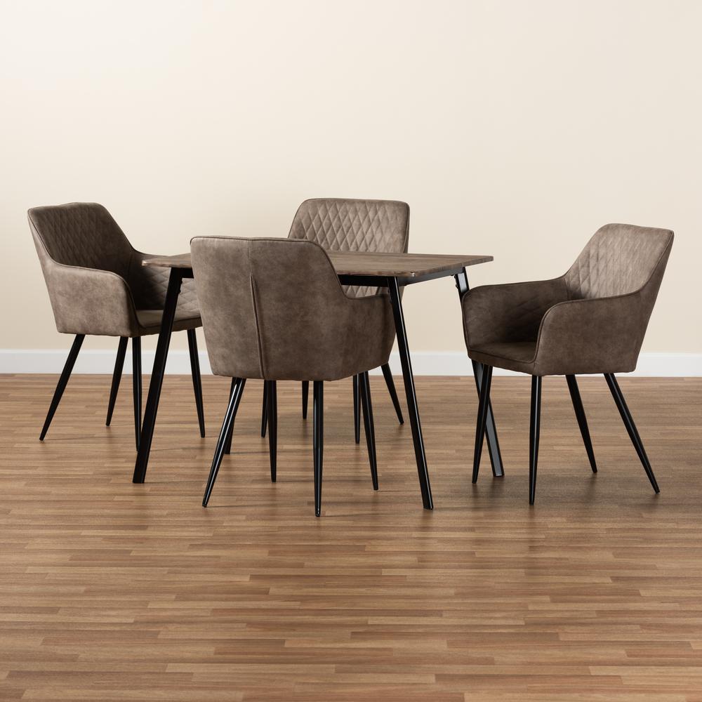 Leather Effect Fabric Upholstered and Black Metal 5-Piece Dining Set. Picture 21