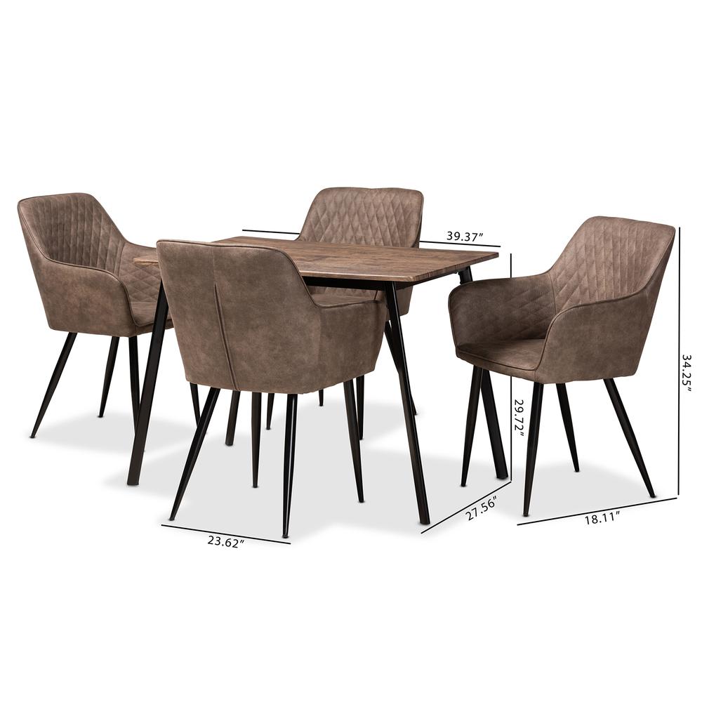 Leather Effect Fabric Upholstered and Black Metal 5-Piece Dining Set. Picture 22