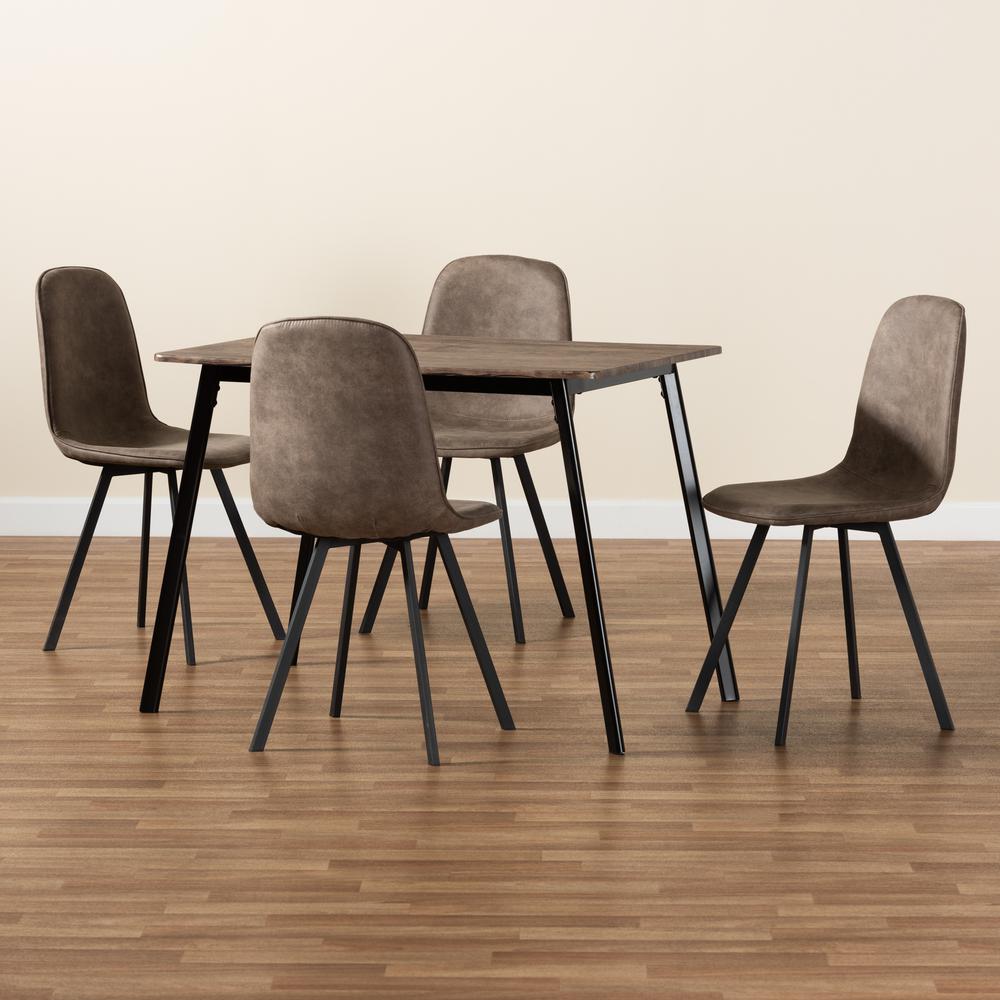 Leather Effect Fabric Upholstered and Black Metal 5-Piece Dining Set. Picture 21