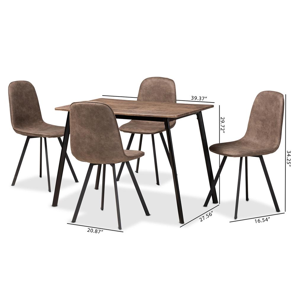Leather Effect Fabric Upholstered and Black Metal 5-Piece Dining Set. Picture 22