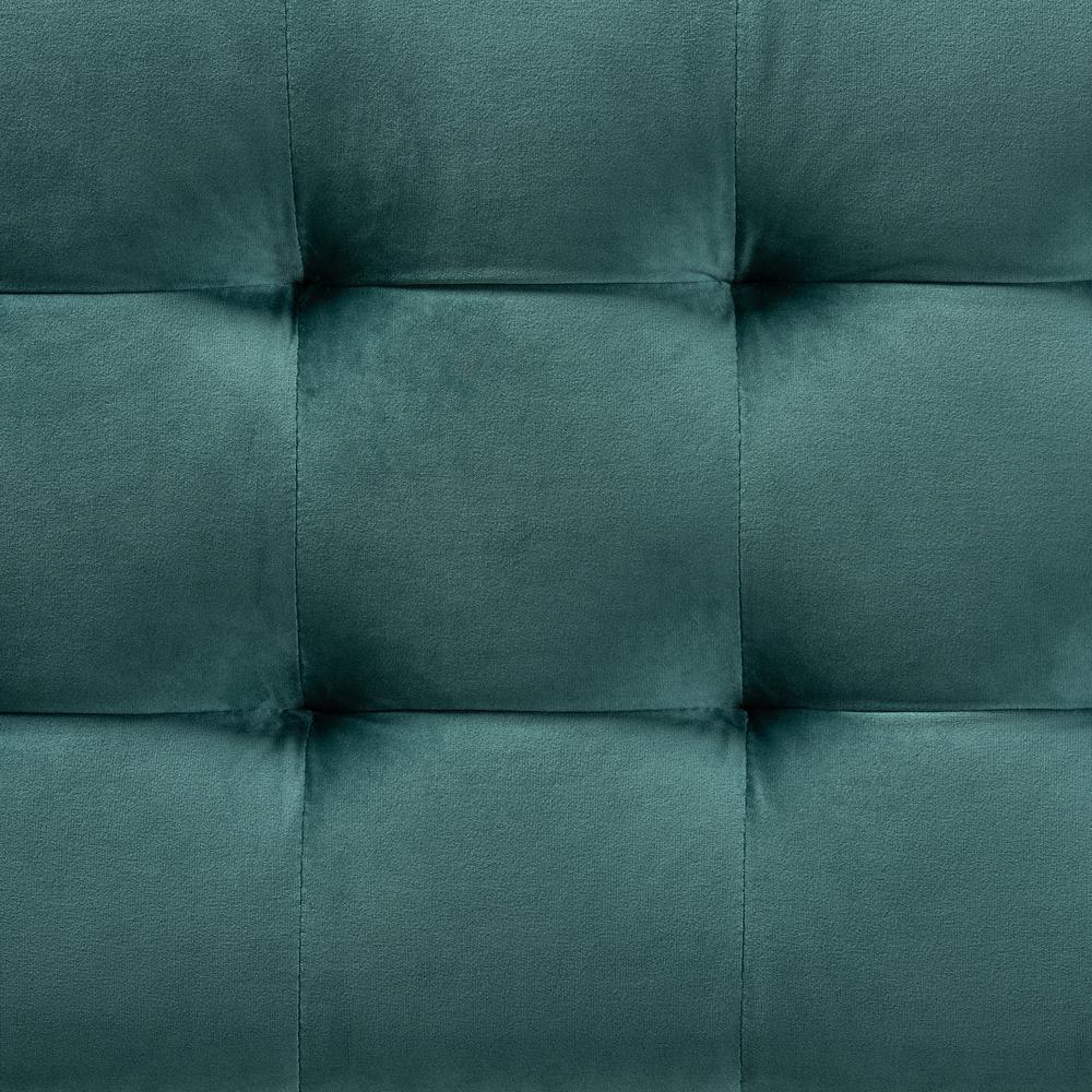 Teal Blue Velvet Fabric Upholstered Grid-Tufted Storage Ottoman Bench. Picture 17