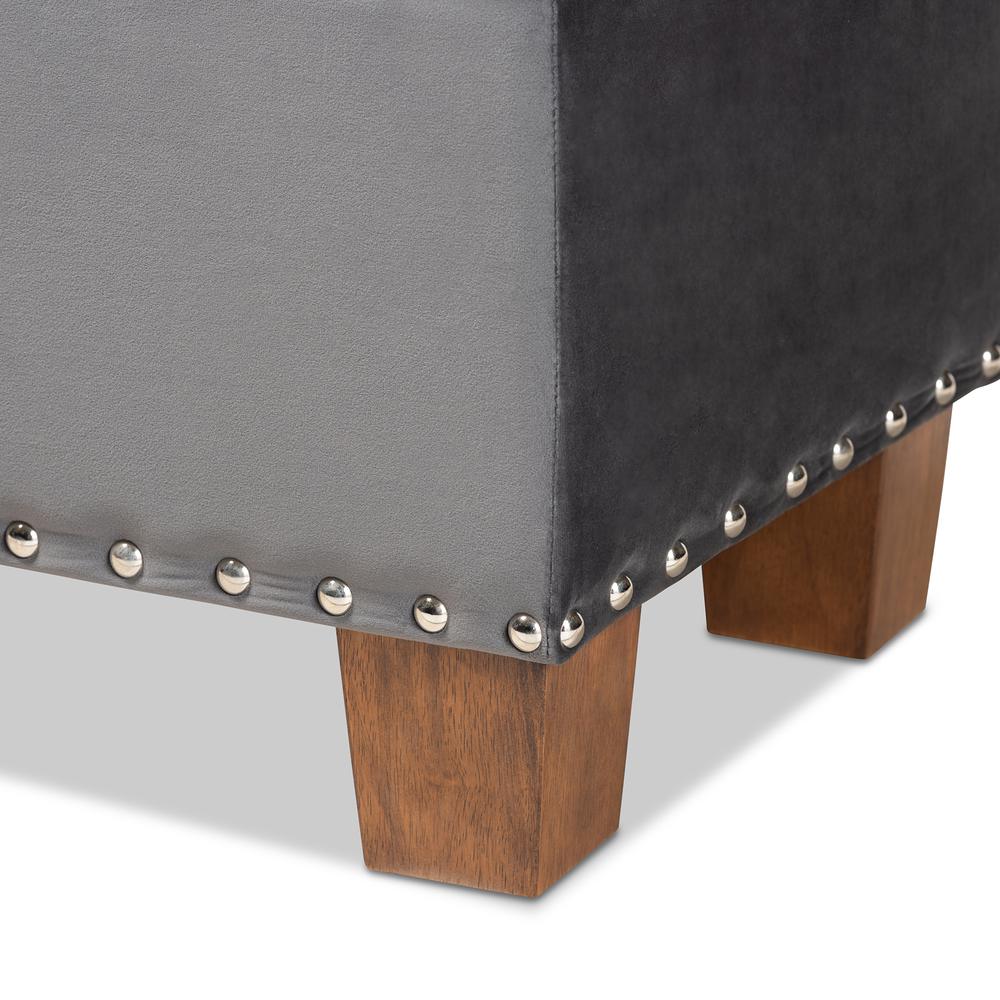 Baxton Studio Hannah Modern and Contemporary Grey Velvet Fabric Upholstered Button-Tufted Storage Ottoman Bench. Picture 19