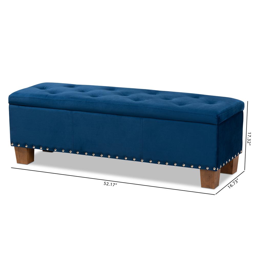 Baxton Studio Hannah Modern and Contemporary Navy Blue Velvet Fabric Upholstered Button-Tufted Storage Ottoman Bench. Picture 23
