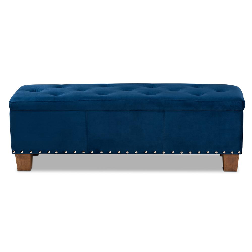 Baxton Studio Hannah Modern and Contemporary Navy Blue Velvet Fabric Upholstered Button-Tufted Storage Ottoman Bench. Picture 15