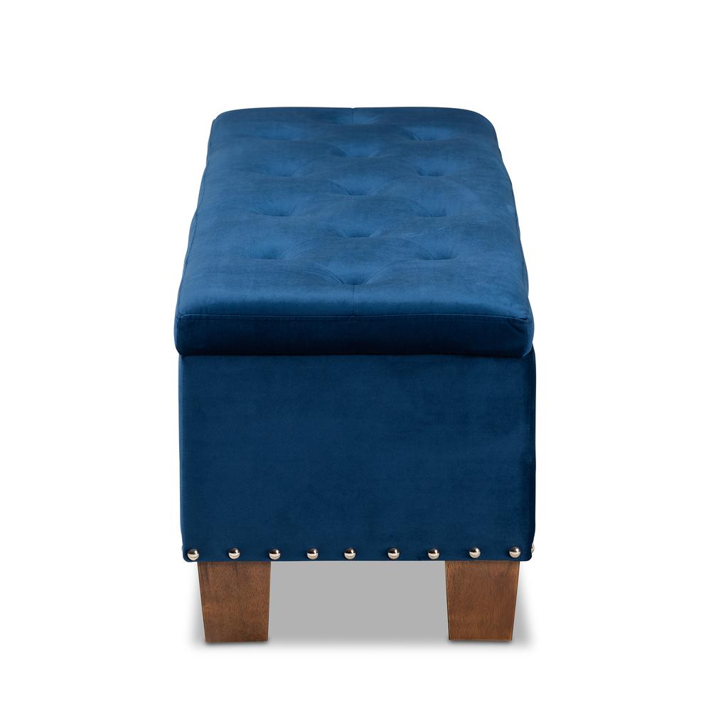 Baxton Studio Hannah Modern and Contemporary Navy Blue Velvet Fabric Upholstered Button-Tufted Storage Ottoman Bench. Picture 16