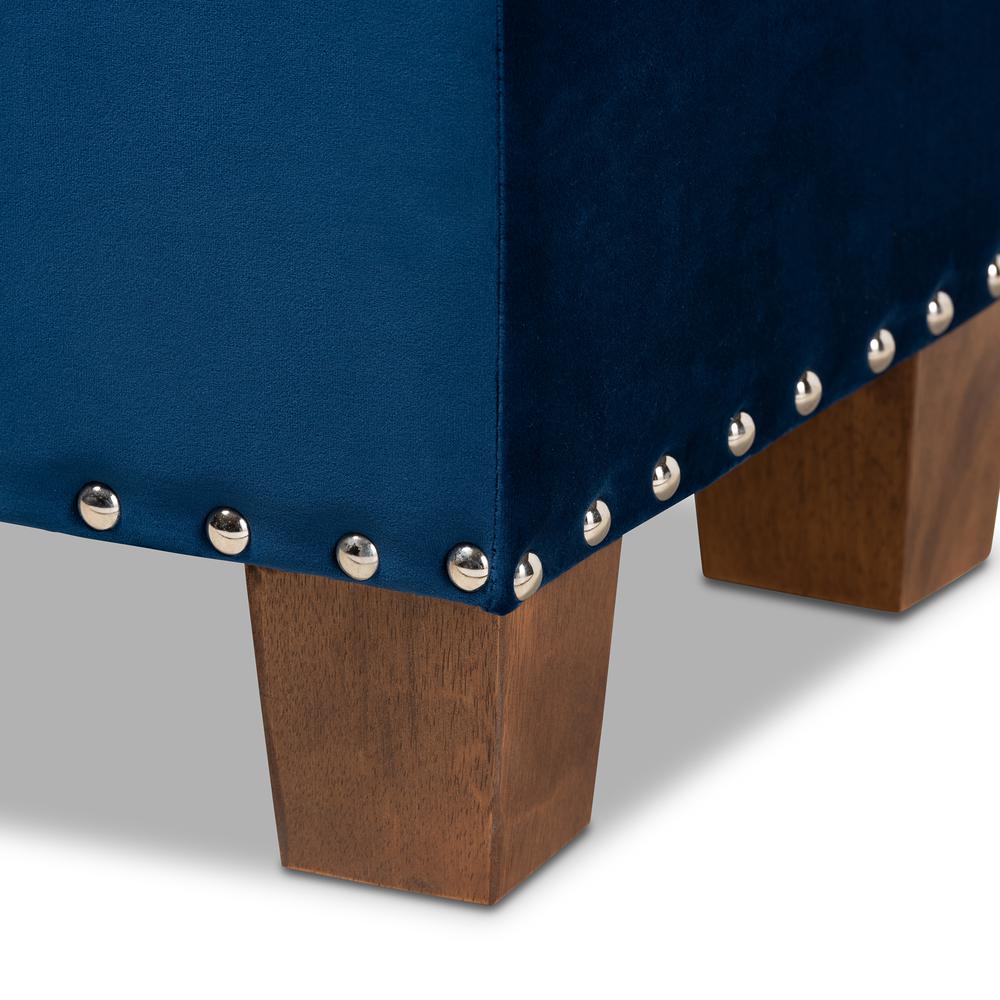 Baxton Studio Hannah Modern and Contemporary Navy Blue Velvet Fabric Upholstered Button-Tufted Storage Ottoman Bench. Picture 19