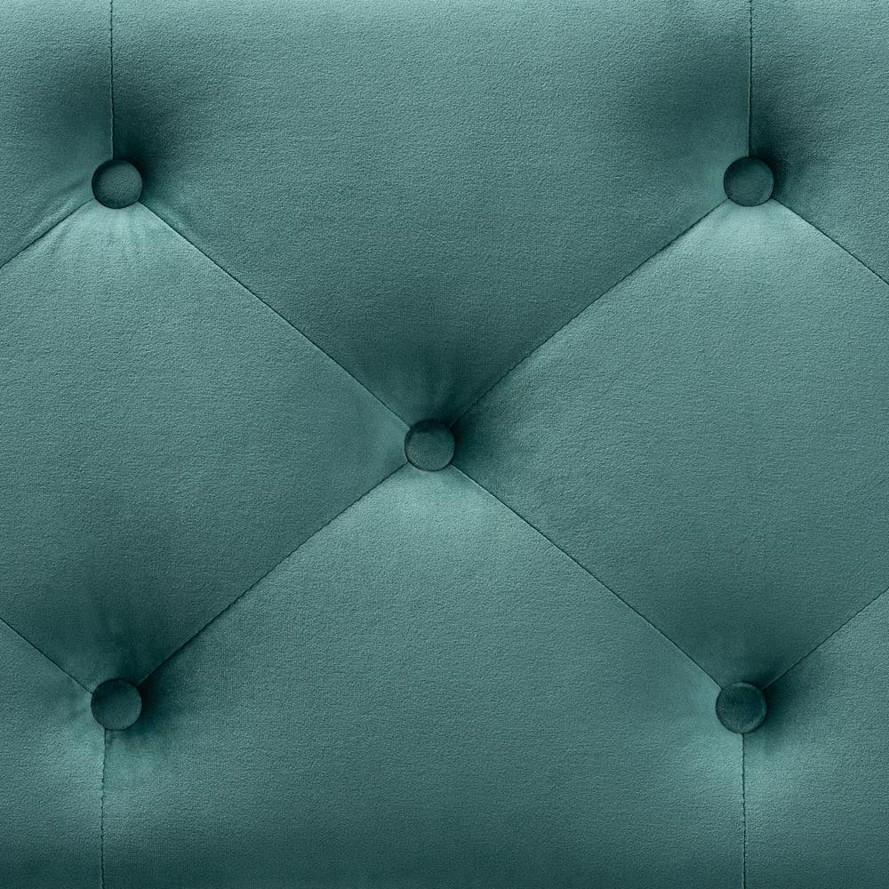 Teal Blue Velvet Fabric Upholstered Button-Tufted Storage Ottoman Bench. Picture 17