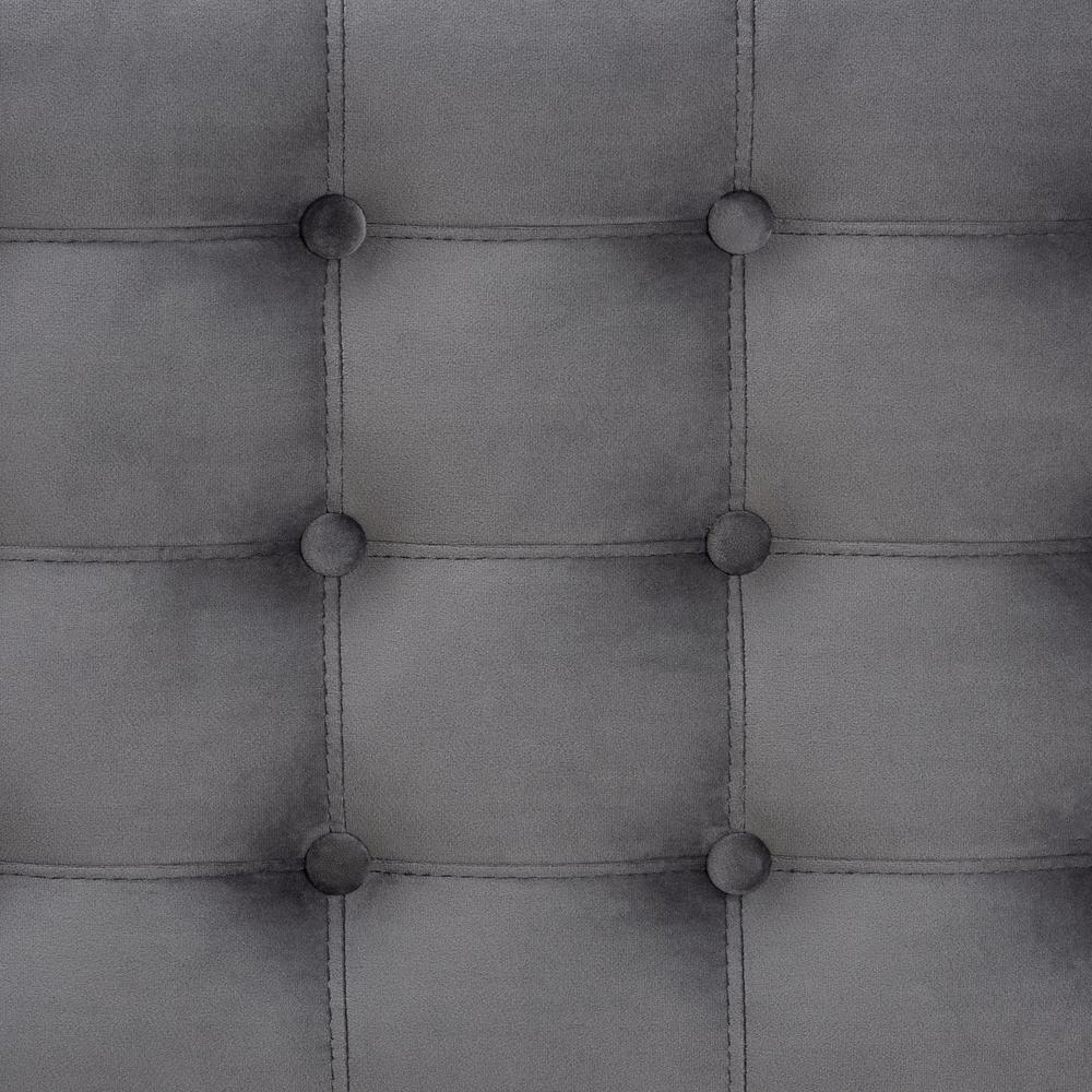 Grey Velvet Fabric Upholstered Button-Tufted Storage Ottoman Bench. Picture 17