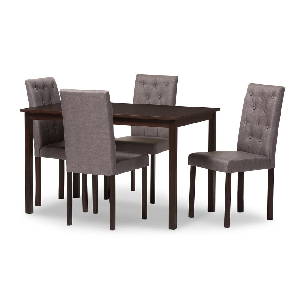 5-Piece Dark Brown Finished Grey Fabric Upholstered Dining Set. Picture 5