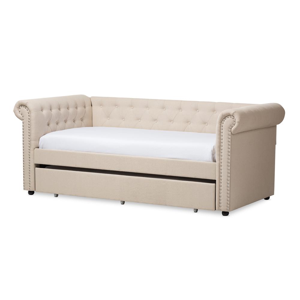 Baxton Studio Mabelle Modern and Contemporary Beige Fabric Trundle Daybed. Picture 15