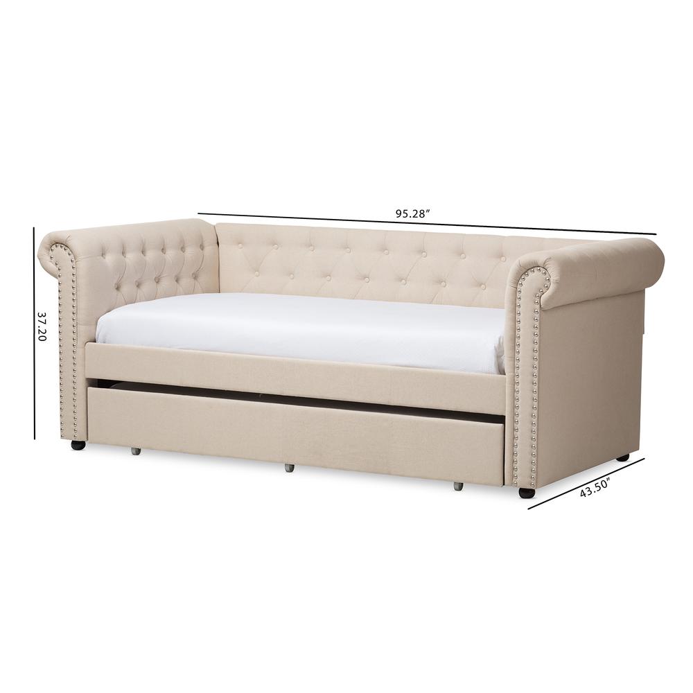 Baxton Studio Mabelle Modern and Contemporary Beige Fabric Trundle Daybed. Picture 28
