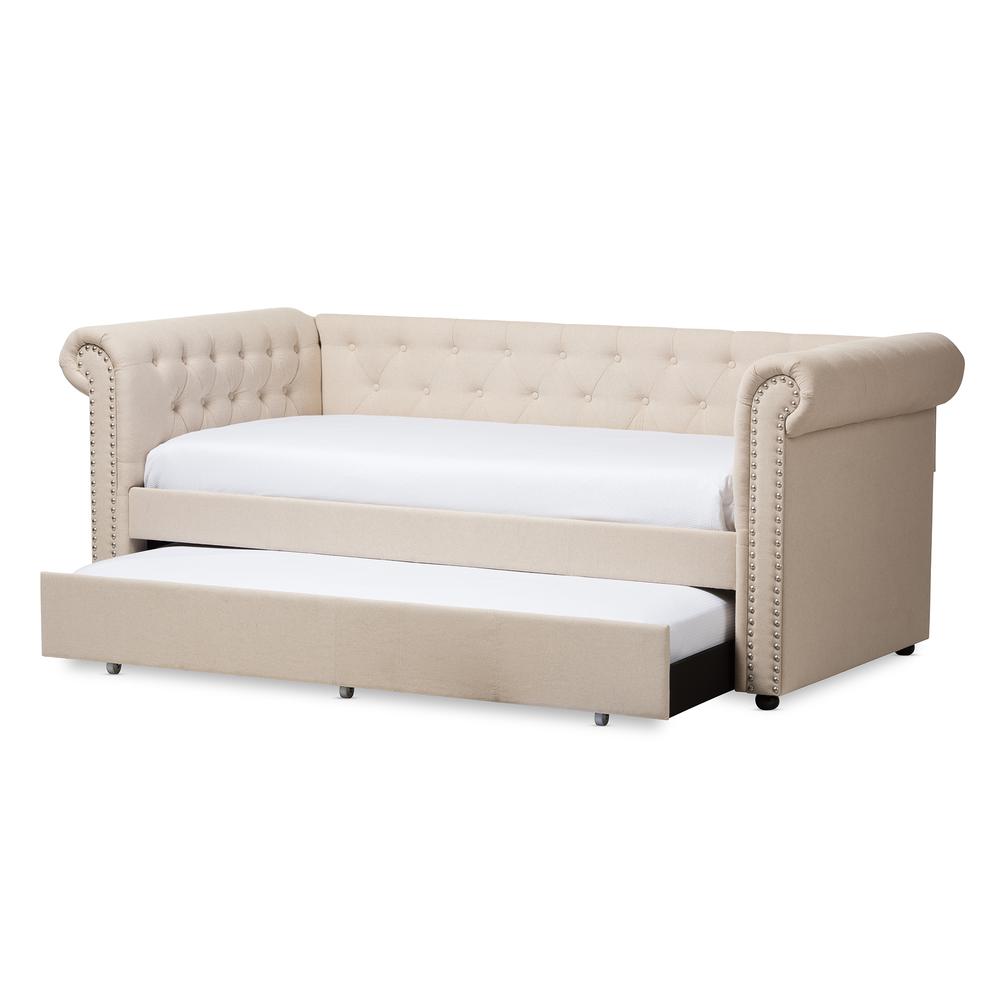 Baxton Studio Mabelle Modern and Contemporary Beige Fabric Trundle Daybed. Picture 16