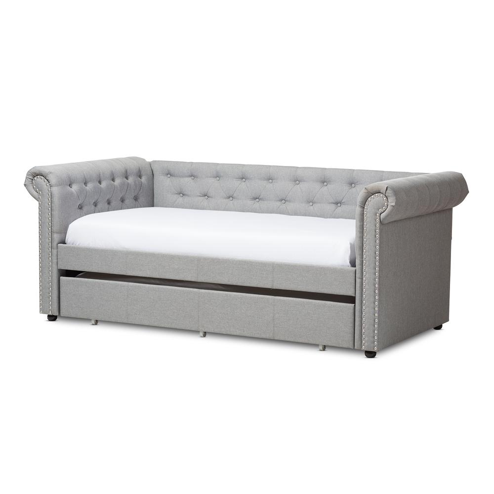 Baxton Studio Mabelle Modern and Contemporary Grey Fabric Trundle Daybed. Picture 15
