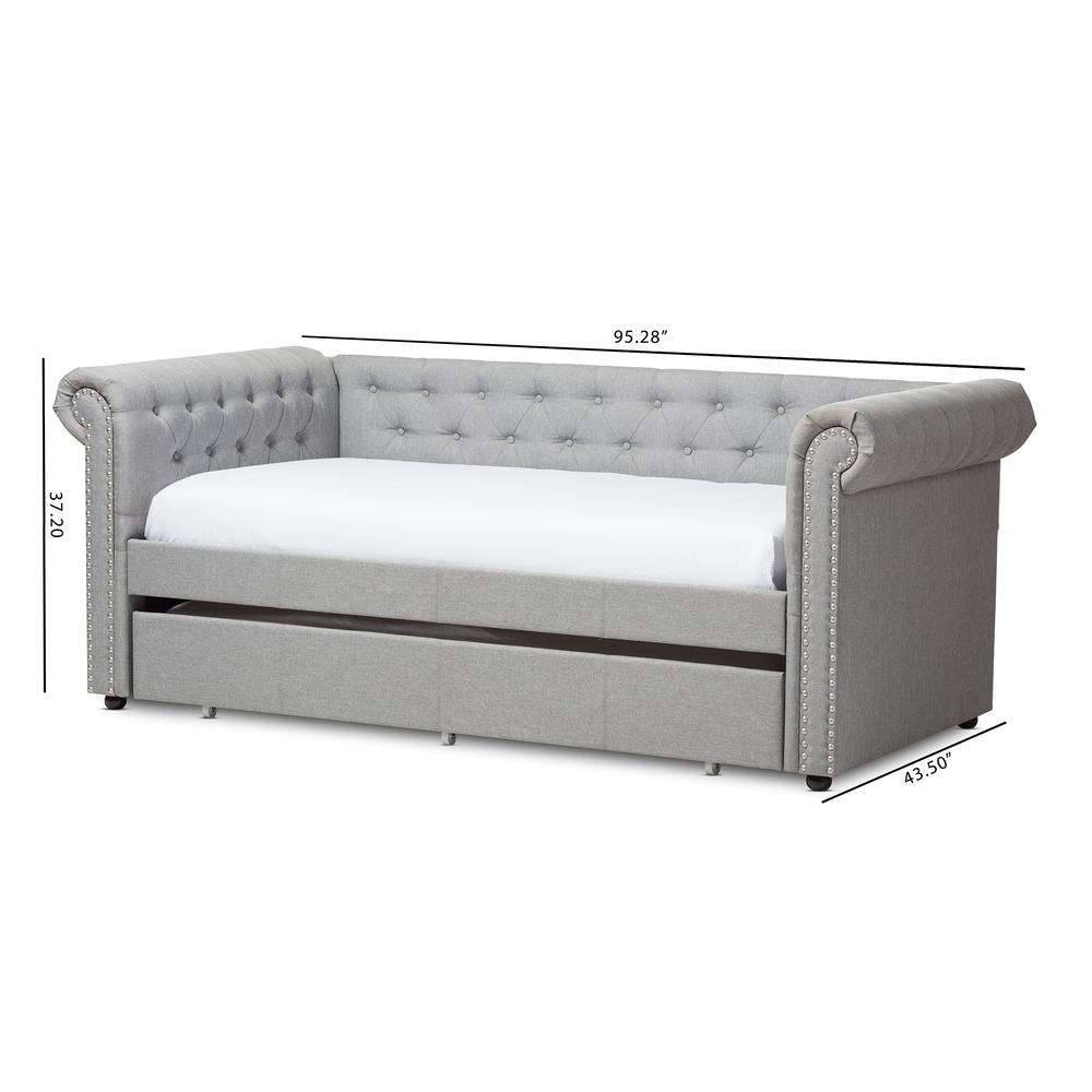 Baxton Studio Mabelle Modern and Contemporary Grey Fabric Trundle Daybed. Picture 28