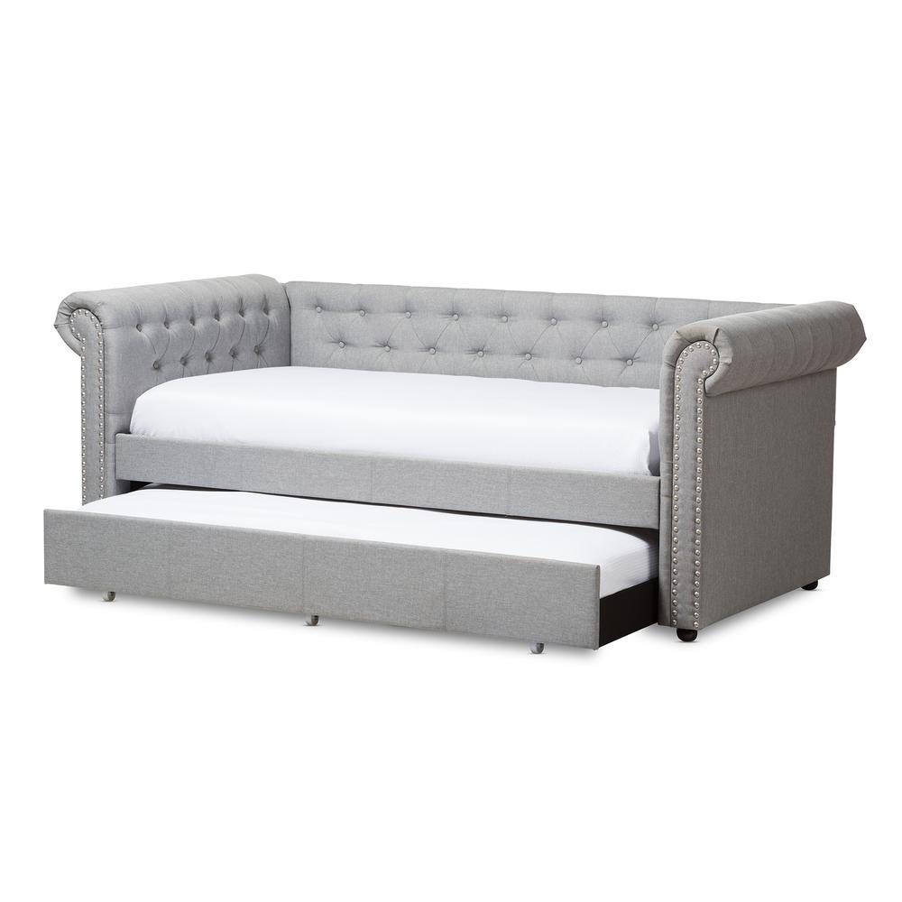 Baxton Studio Mabelle Modern and Contemporary Grey Fabric Trundle Daybed. Picture 16