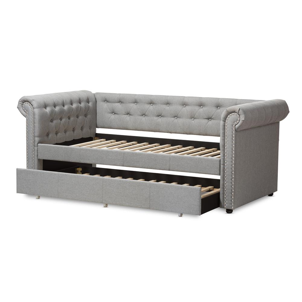 Baxton Studio Mabelle Modern and Contemporary Grey Fabric Trundle Daybed. Picture 19
