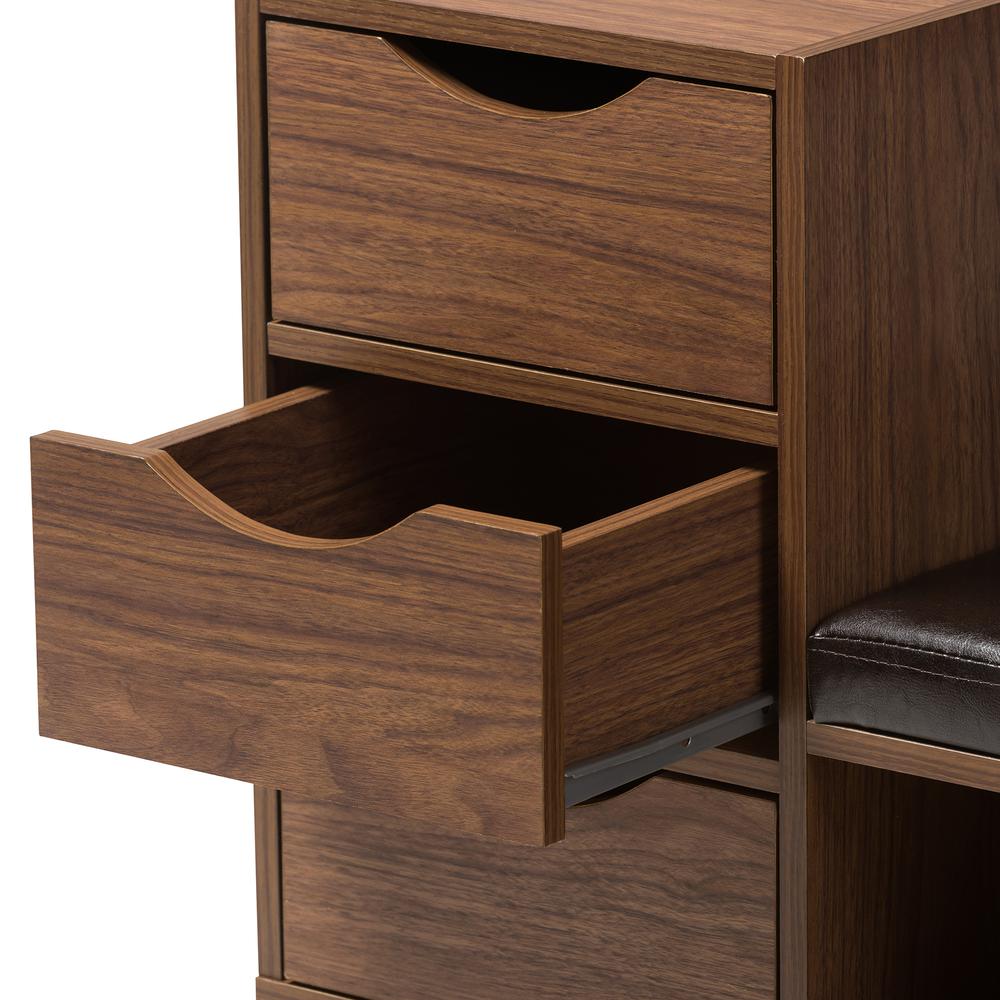 3-Drawer Shoe Storage Padded Leatherette Seating Bench with Two Open Shelves. Picture 11