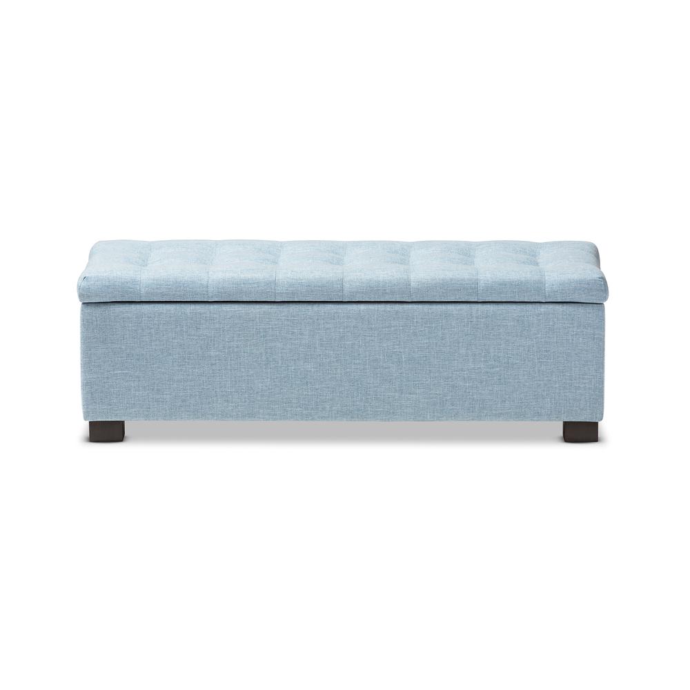 Light Blue Fabric Upholstered Grid-Tufting Storage Ottoman Bench. Picture 13