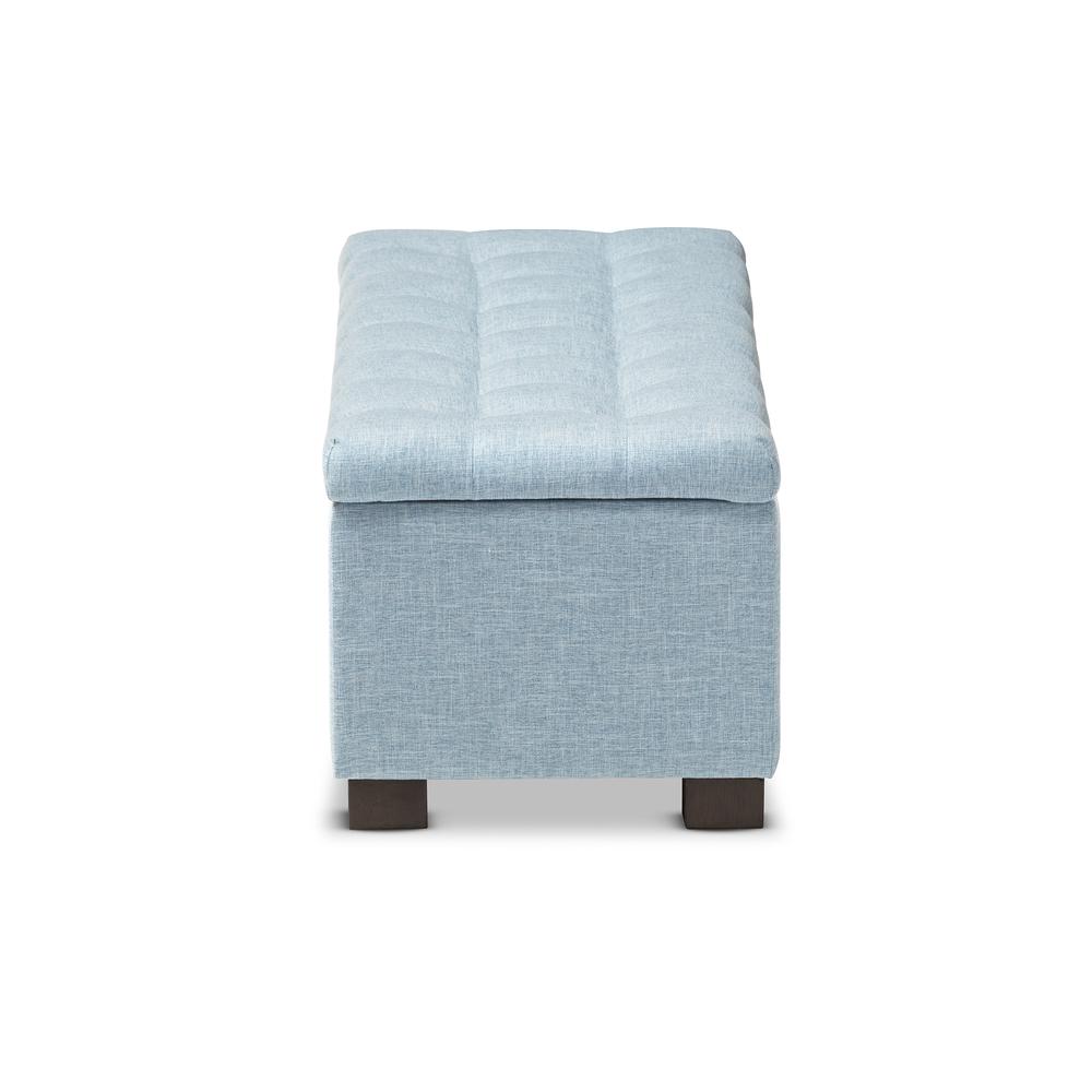 Light Blue Fabric Upholstered Grid-Tufting Storage Ottoman Bench. Picture 14
