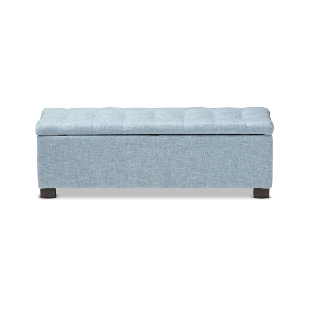 Light Blue Fabric Upholstered Grid-Tufting Storage Ottoman Bench. Picture 15