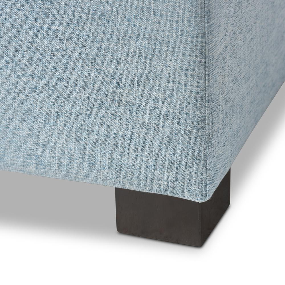 Light Blue Fabric Upholstered Grid-Tufting Storage Ottoman Bench. Picture 17