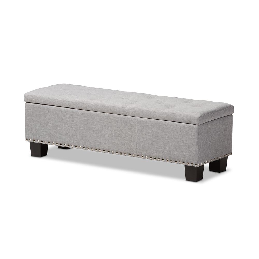 Grayish Beige Fabric Upholstered Button-Tufting Storage Ottoman Bench. Picture 12