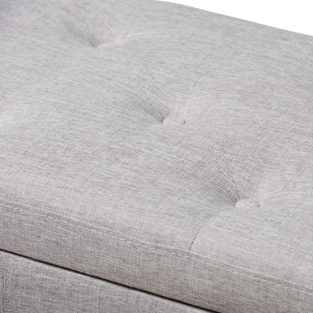 Grayish Beige Fabric Upholstered Button-Tufting Storage Ottoman Bench. Picture 16