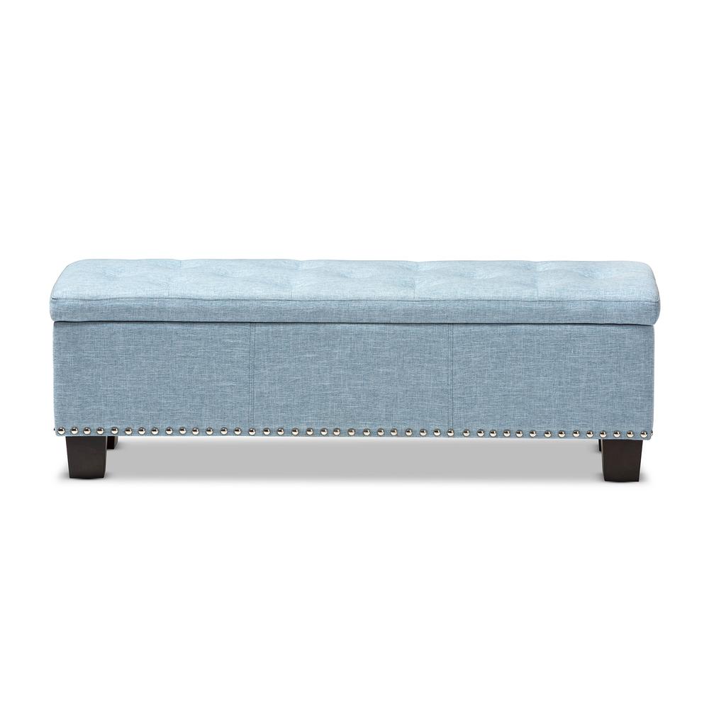 Light Blue Fabric Upholstered Button-Tufting Storage Ottoman Bench. Picture 13