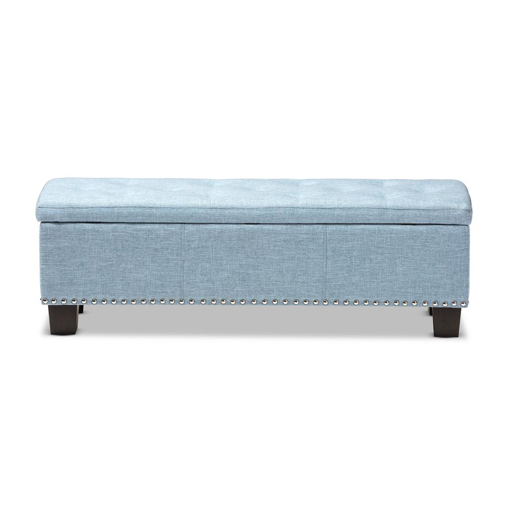 Light Blue Fabric Upholstered Button-Tufting Storage Ottoman Bench. Picture 15
