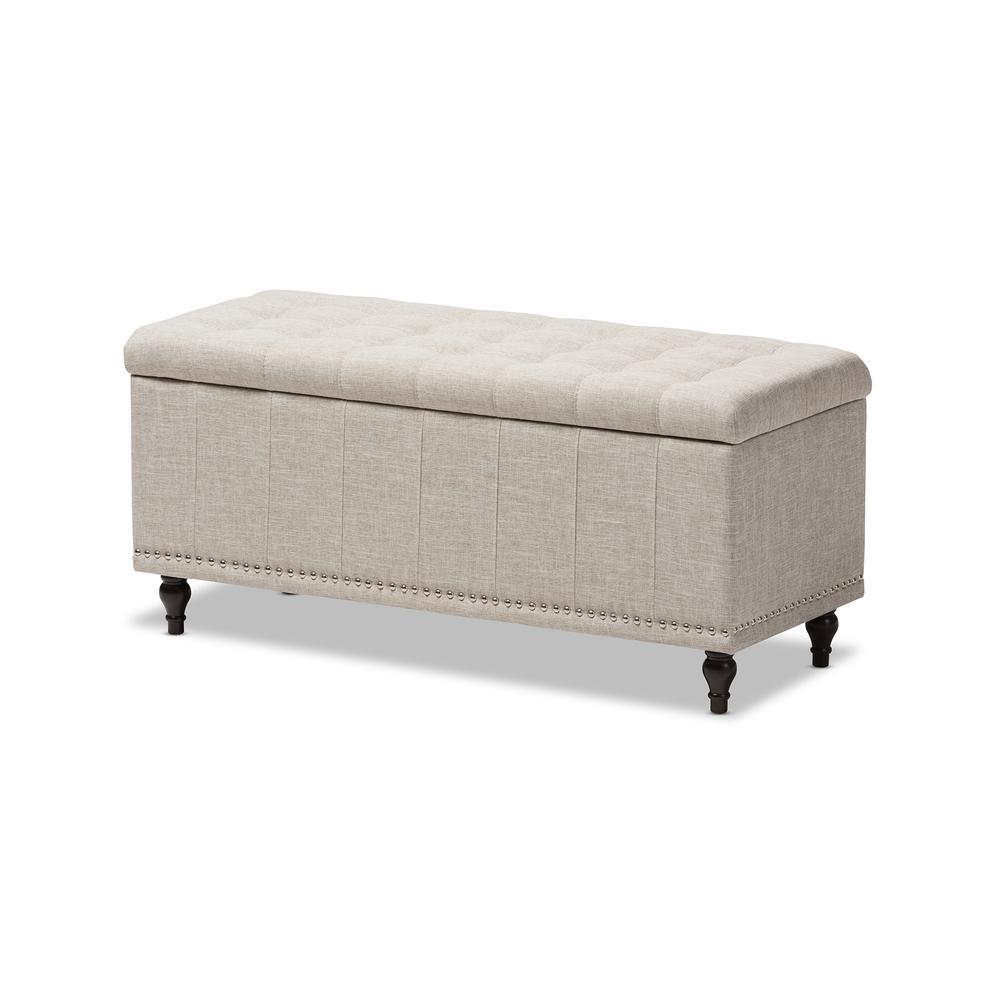 Classic Beige Fabric Upholstered Button-Tufting Storage Ottoman Bench. Picture 12