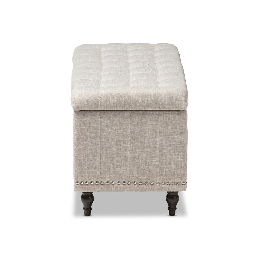 Classic Beige Fabric Upholstered Button-Tufting Storage Ottoman Bench. Picture 14