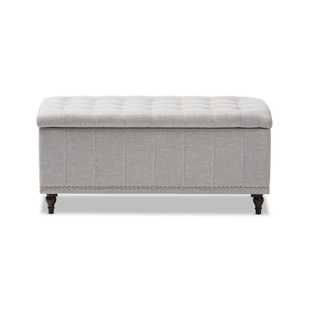 Classic Grayish Beige Fabric Upholstered Button-Tufting Storage Ottoman Bench. Picture 13