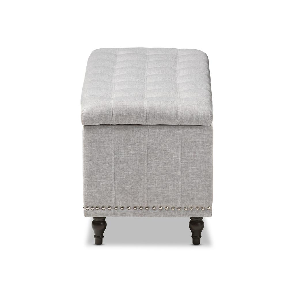 Classic Grayish Beige Fabric Upholstered Button-Tufting Storage Ottoman Bench. Picture 14
