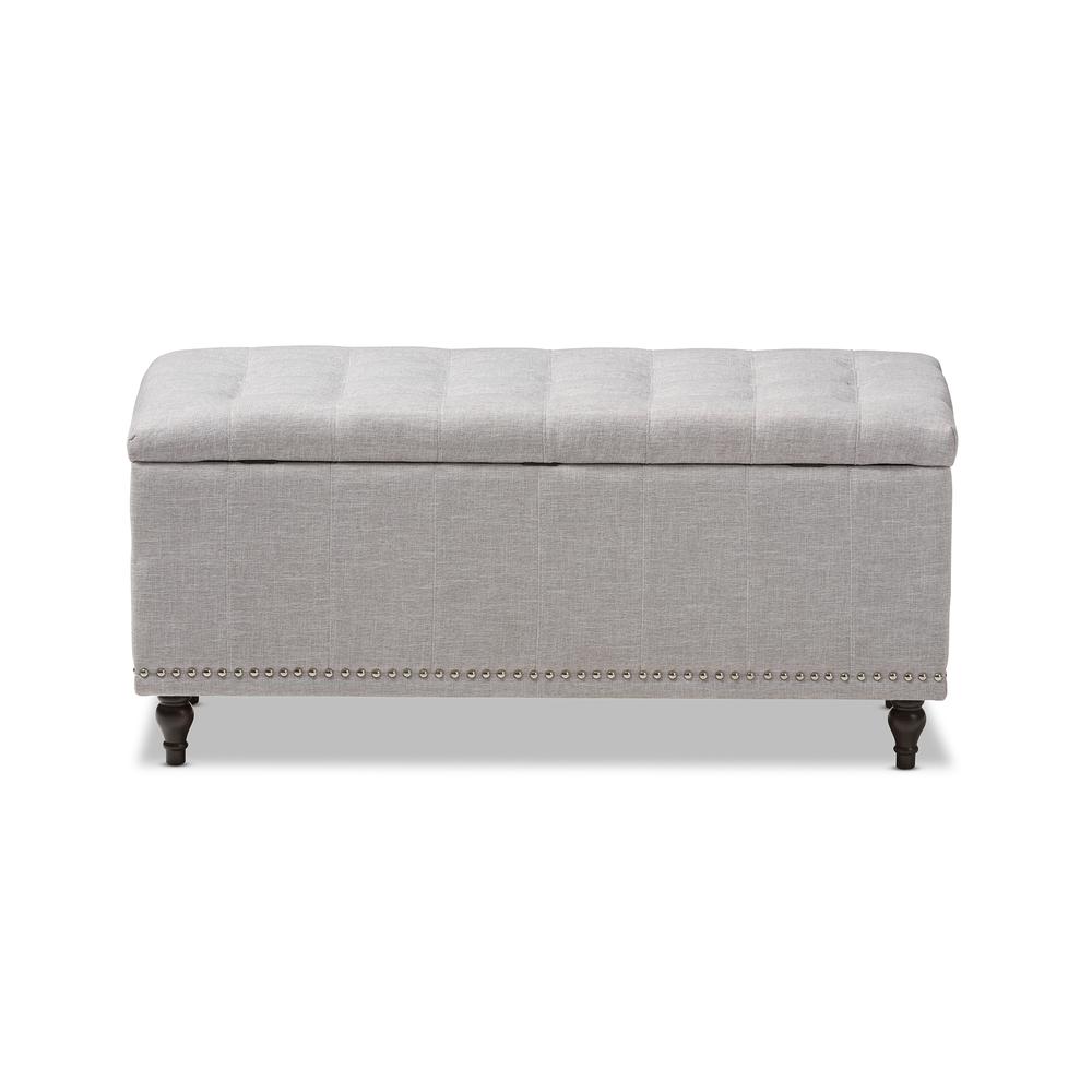 Classic Grayish Beige Fabric Upholstered Button-Tufting Storage Ottoman Bench. Picture 15